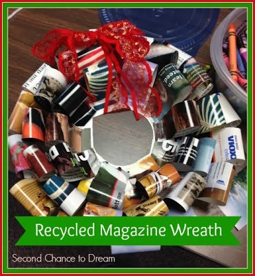 Second Chance to Dream Recycled Magazine Wreath- Kids craft