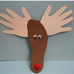 Hand and Footprint Reindeer Craft