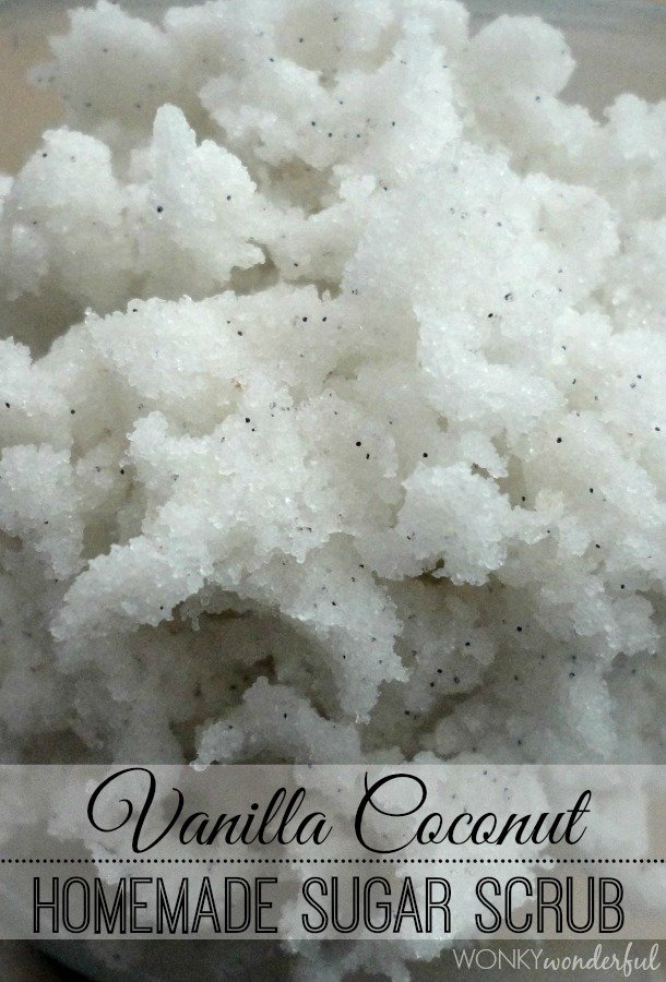 Easy Homemade Body Scrub: Vanilla Coconut - Body Scrub is the perfect last minute homemade gift idea! wonkywonderful.com