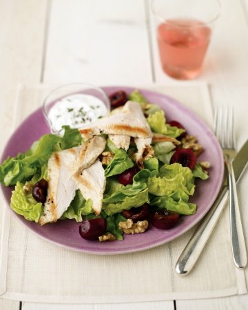 Seared-Chicken Salad with Cherries and Goat Cheese Dressing