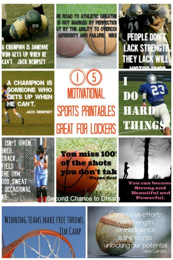 Second Chance to Dream: 15 Motivational Sports Printables #backtoschool #motivation#lockers 