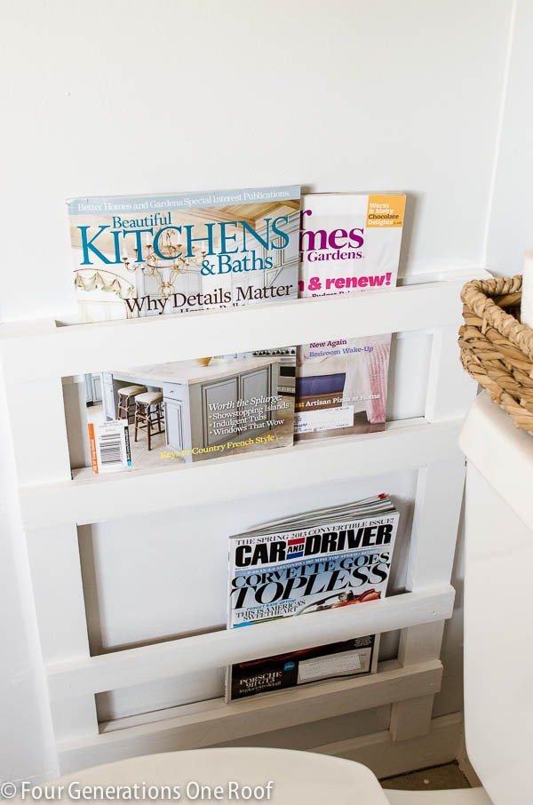 DIY bathroom magazine rack