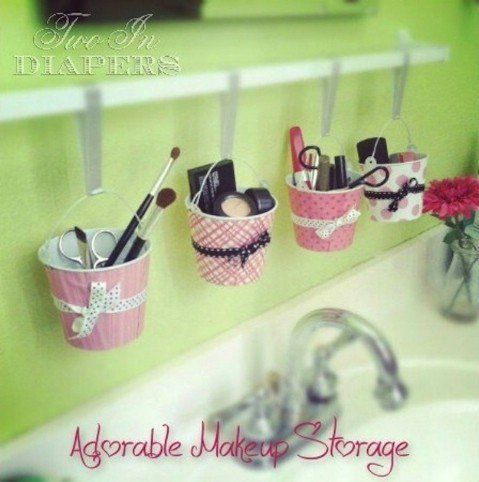 58 ways to organize your entire home! so many cool ways to organize. large and small. apartment or big house. good ideas! Shown: Cute DIY Hanging Makeup Organization