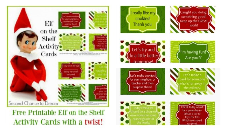 Second Chance to Dream: Elf on the Shelf Activity Cards with a twist. #ElfontheShelf #Christmas #traditions