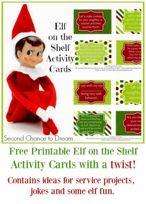 Second Chance to Dream: Elf on the Shelf Activity Cards with a twist. #ElfontheShelf #Christmas