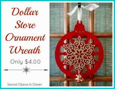 Second Chance to Dream Dollar Store Ornament Wreath only $4.00 #dollarstore #diychristmasdecor 