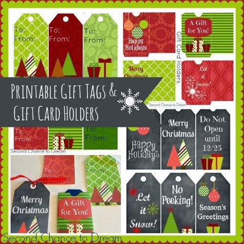 Second Chance to Dream Printable Christmas Gift Tags and Gift Card Holders