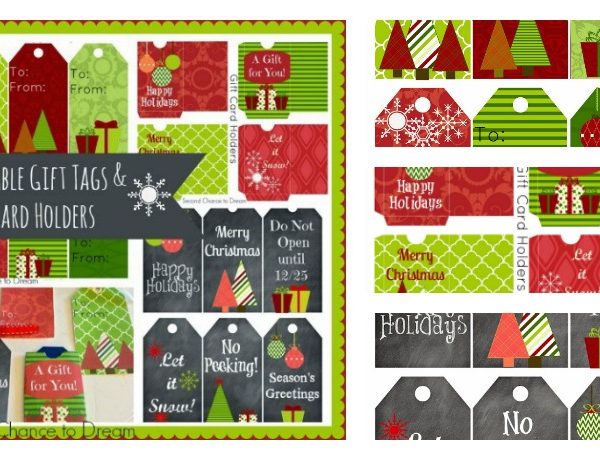 Second Chance to Dream: Printable Gift Tags & Gift Card Holder #gifttags #giftcard #Christmas