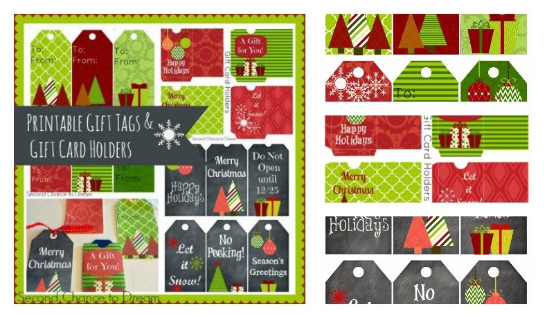 Second Chance to Dream: Printable Gift Tags & Gift Card Holder #gifttags #giftcard #Christmas