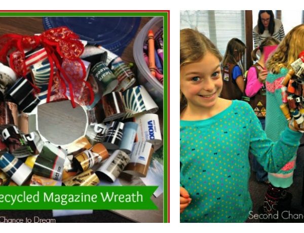 Second Chance to Dream: Recycled Magazine Wreath #Christmas #kidscraft