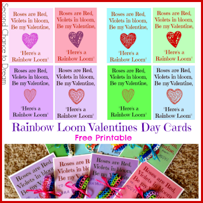 Second Chance to Dream: Rainbow Loom Valentine Cards + Free Printable Cards #freeprintables #valentinesday #diycards #rainbowloom