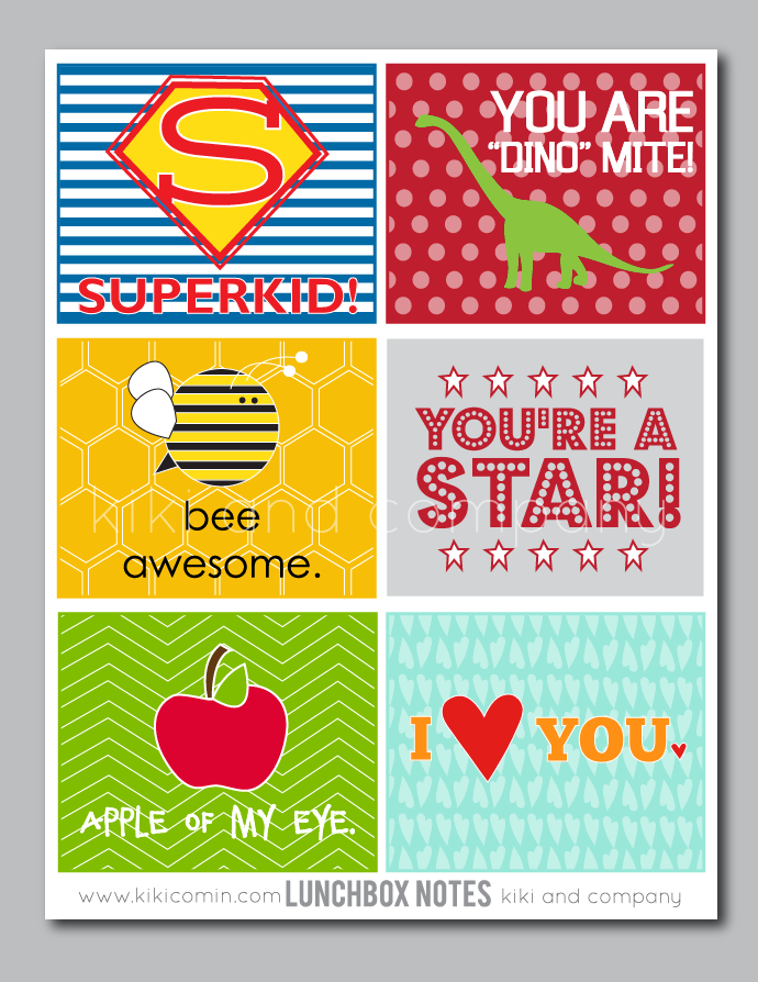 Printable Lunch Box Notes by kikicomin.com on TodaysCreativeBlog.net