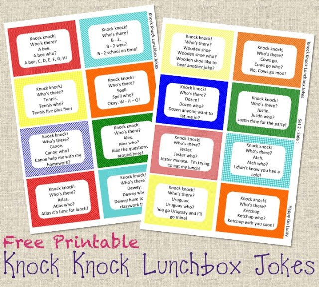 Free Printable - Knock Knock Lunchbox Jokes