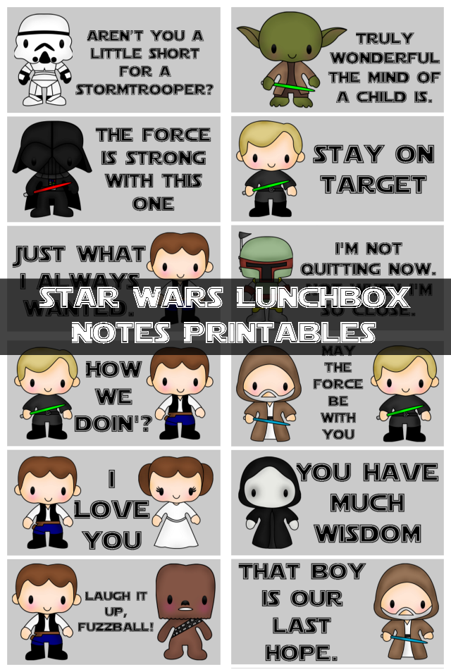 Star Wars Lunchbox Notes Printables - My Sweet Sanity #backtoschool #freeprintables