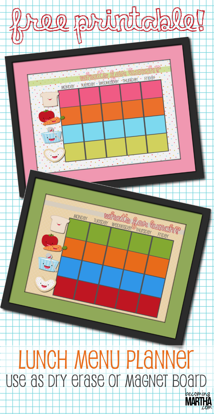 Free Printable School Lunch Planner