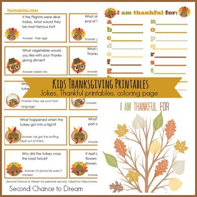 Second Chance to Dream: Kids Thanksgiving Printables