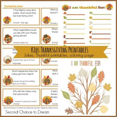 Second Chance to Dream: Kids Thanksgiving Printables