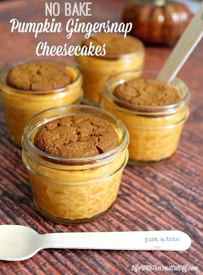 No Bake Pumpkin Gingersnap Cheesecakes