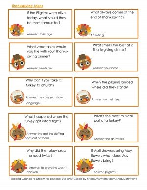 Second Chance To Dream - Kids Thanksgiving Printables