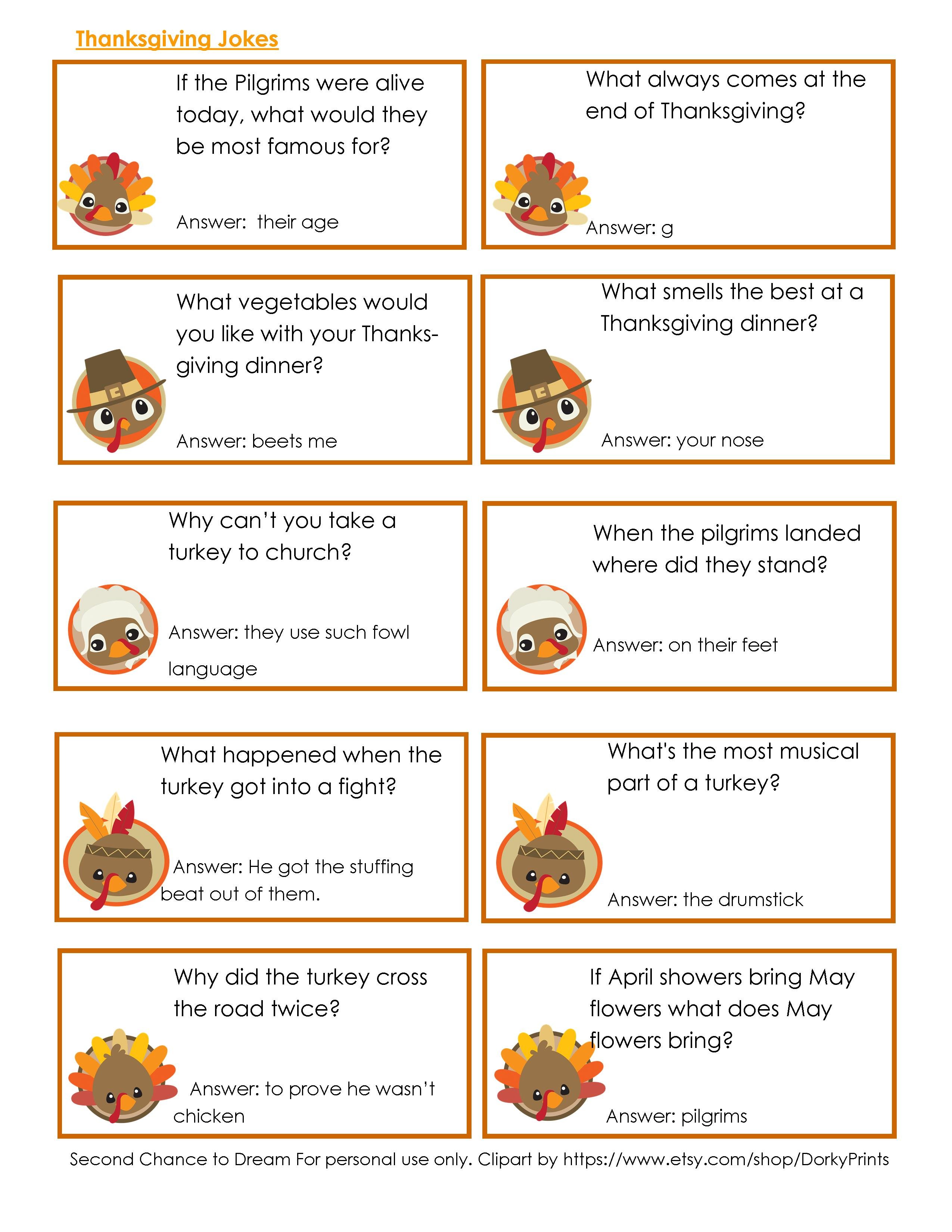 Second Chance To Dream Kids Thanksgiving Printables