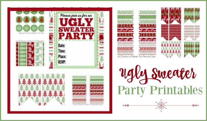 Second Chance to Dream; Ugley Sweater or Woodland Party Printables #uglysweater