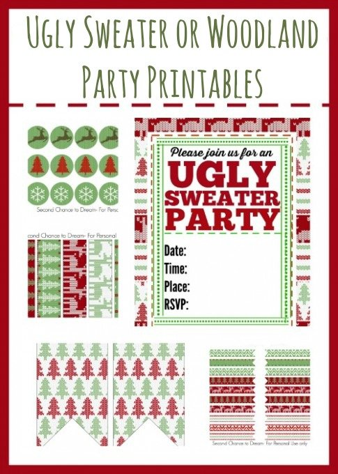 Second Chance to Dream; Ugley Sweater or Woodland Party Printables #uglysweater 