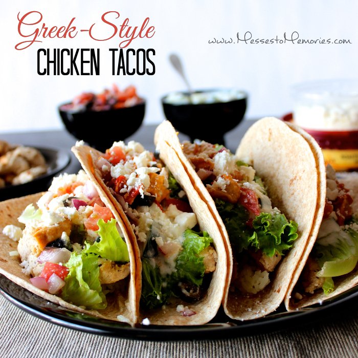 A unique and healthy Greek Style Chicken Taco from Messes to Memories