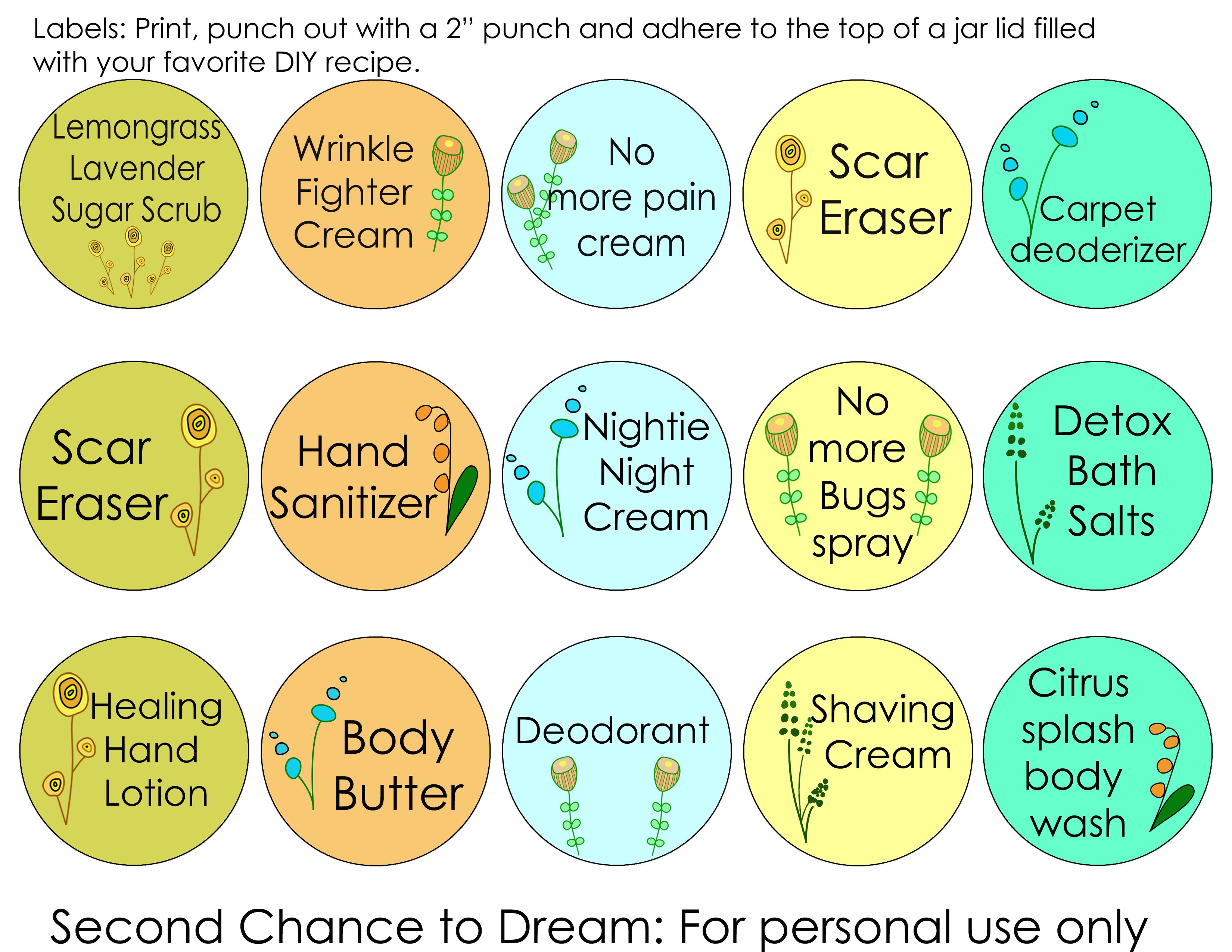 Second Chance to Dream: Essential Oil labels