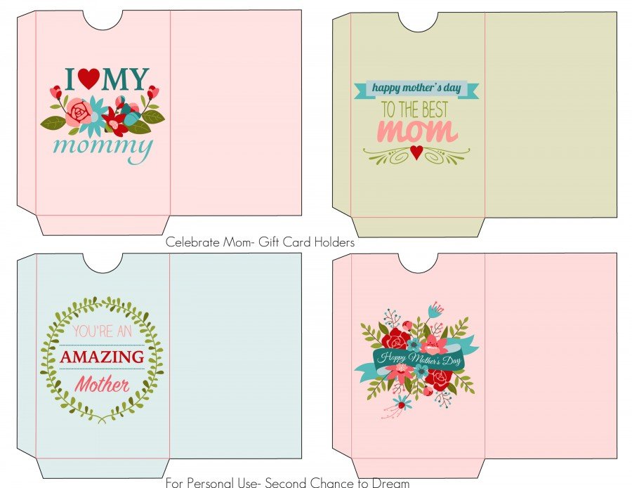 Barb Camp Celebrate Mom Printable Gift Card Holders