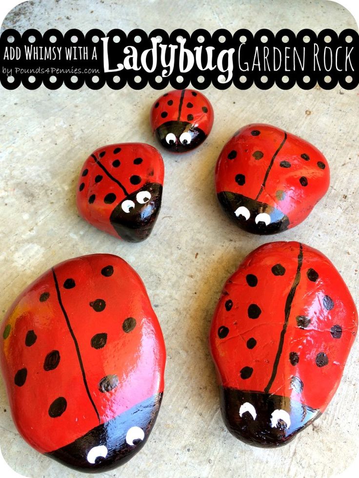 Painted Ladybug Garden Rock