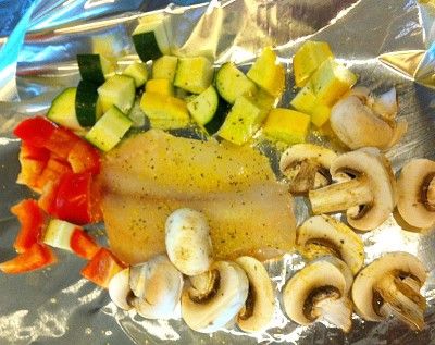 Prepping Tin Foil Dinner - Lemon Herb Tilapia with Veggies