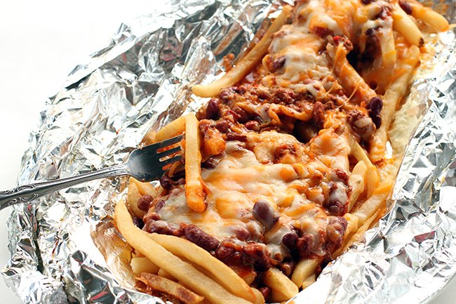 Campfire Chili Cheese Fries Tin Foil Dinner