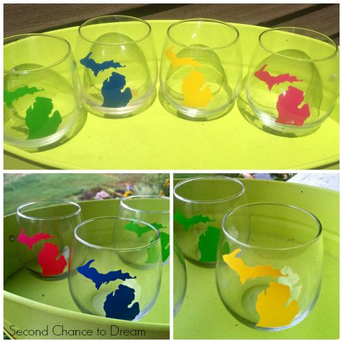 Second Chance to Dream: DIY Michigan Stemless wine glasses