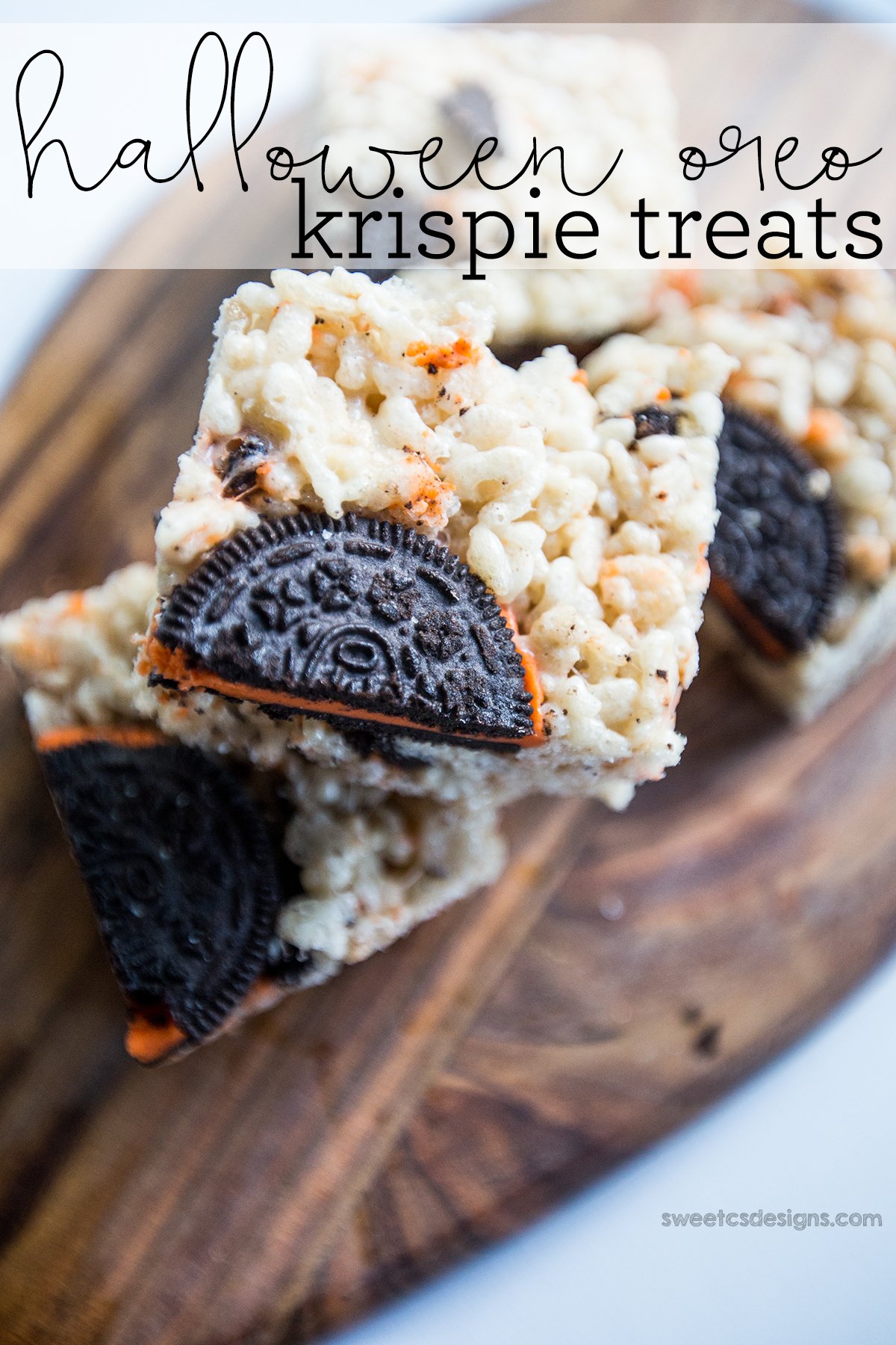 these are so delicious and fun- halloween oreo krispie treats!