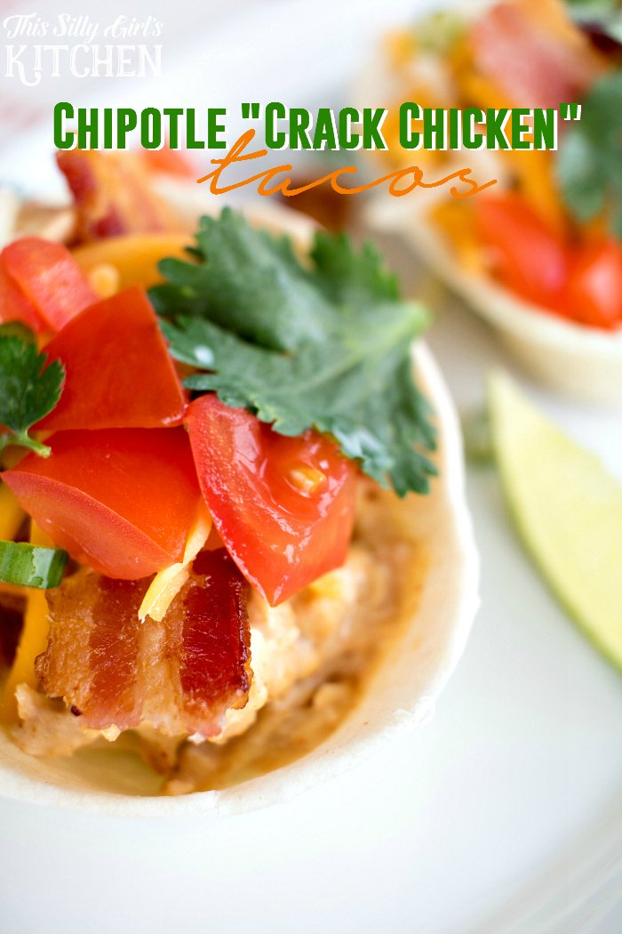 Chipotle "Crack Chicken" Tacos, spicy, creamy and addictive. Great for homegating parties or Tuesday night! from ThisSillyGirlsLife.com #ad