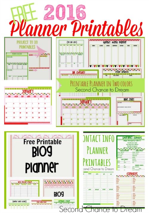 Second Chance to Dream: Free 2016 Planner Printables