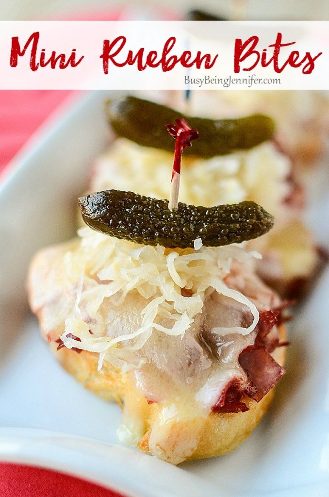 Delicious Mini Rueben Bites - the perfect appetizer! from busybeingjennifer.com