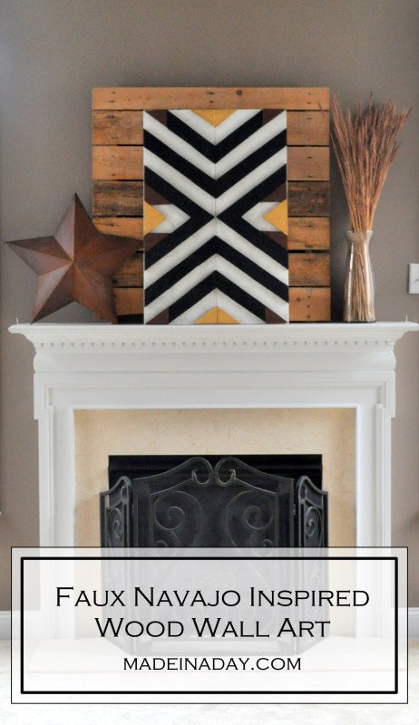 Faux Navajo Patttern Inspired Wood Wall art madeinaday.com