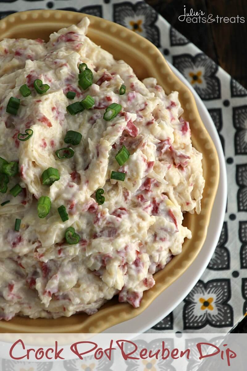 Crock Pot Reuben Dip ~ Easy & Delicious Slow Cooked Dip Loaded with Swiss Cheese, Corned Beef and Sauerkraut!