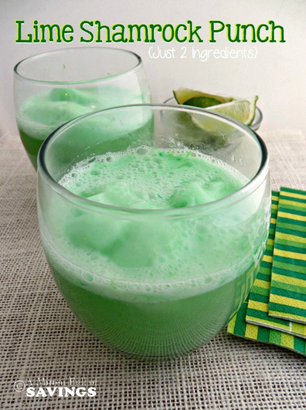 Get into the St. Patrick's Day mood with this easy drink idea! Make Lime Shamrock Punch St Patrick's Day Drink with just two ingredients. 