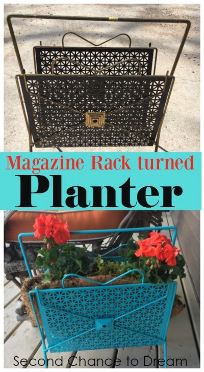 Second Chance To Dream - Upcycled Magazine Rack Turned Planter
