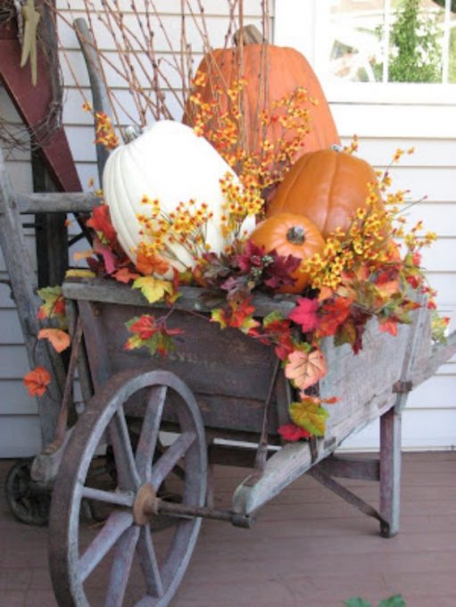 Ways to Decorate a Garden Cart or Wheelbarrow For Fall. Popular Pin