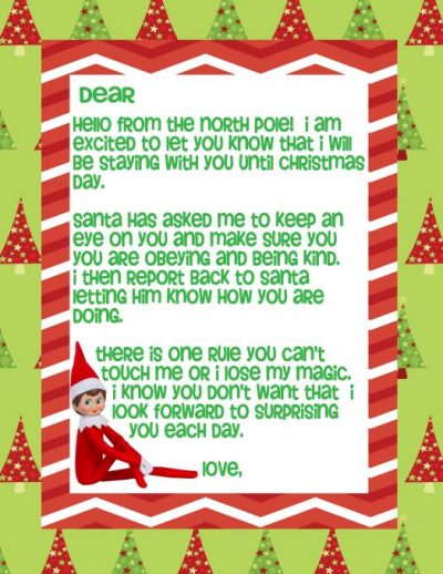 Second Chance to Dream - Printable Elf on the Shelf Welcome Letter