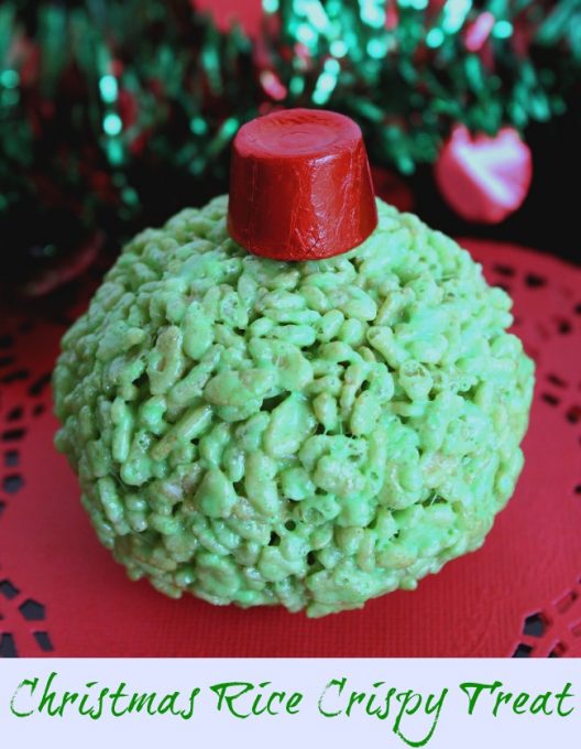 This ornament rice crispy treat will be a big hit at your Christmas party celebrations. No-bake desserts are the best!
