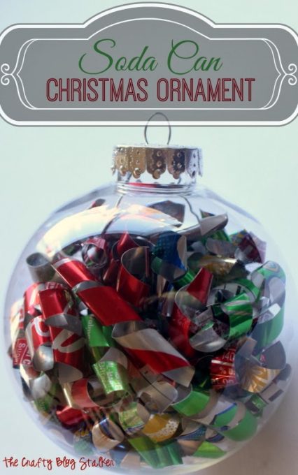 Make a keepsake ornament with aluminum soda cans. An easy DIY craft tutorial idea for ball ornaments will look great hanging on your Christmas Tree.