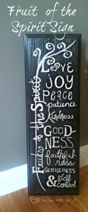 Fruit of the Spirit sign created from an old cabinet drawer