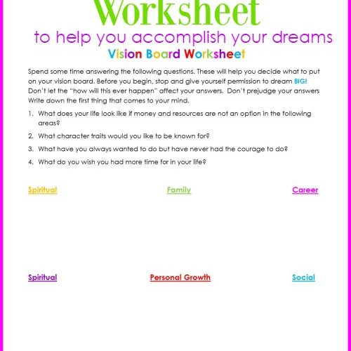 Second Chance to Dream: Vision Board Worksheet