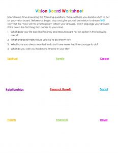 Barb Camp - Vision Board Worksheet to help you define your dreams