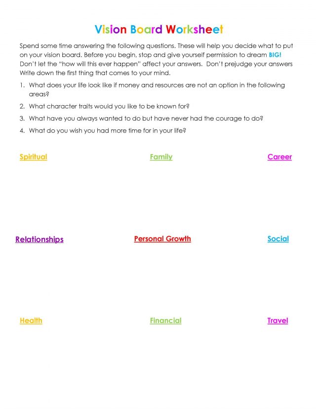 Second Chance To Dream - Vision Board Worksheet to help you define your ...
