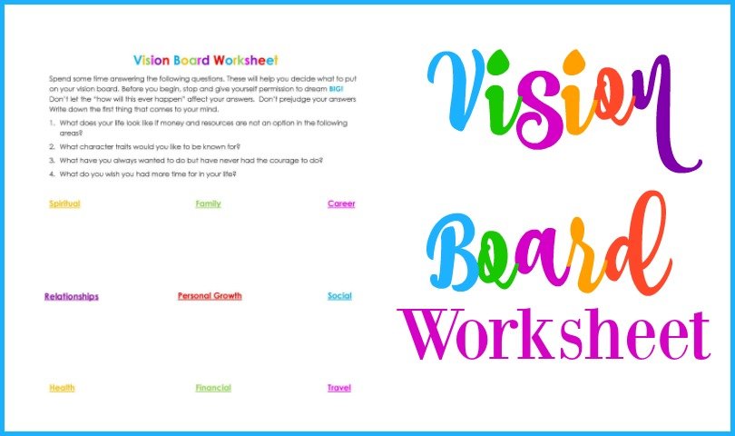 Vision Board Worksheet to help you define your dreams